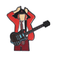 Broches en émail classiques de groupe de hard rock, motif geste de main et guitare, thème garçon d'école rouge légendaire, badge de revers pour sac, bijou cadeau pour ami