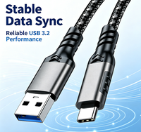 Câble USB 3.2 Type C mâle vers USB A mâle avec coque en aluminium, câble tressé 9 brins, charge rapide 3A 60W, transfert de données 10 Gbps