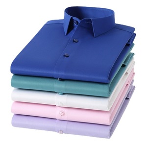 Vestido de negocios Camisa de hombre Transpirable Casual <span class=keywords><strong>Material</strong></span> de fibra de bambú Color sólido Manga larga Camisa delgada para hombres jóvenes - Product Image 3