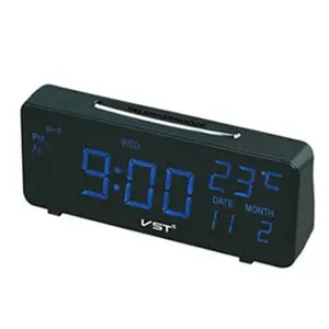 hourly chime snooze alarm music LED calendar clock with temperature display
