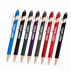 Promotional Custom 2 in 1 Capacitive Multi Function Metal Ball <b>Pen</b> Aluminum Screen Logo Engraved Stylus <b>Pen</b> Rose <b>Gold</b> Custom <b>Pen</b> - Product Image 1