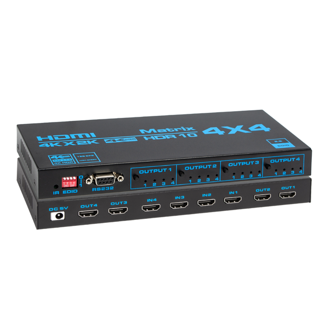 SYONG HDMI Matrix Switch 4x4 4K HDMI Matrix Switcher Splitter 4 in 4 Out Box with EDID and IR Remote Control Support 4K HDR 3D