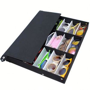 Présentoir de lunettes de soleil en gros à 18 emplacements, boîte de rangement, plateau, étui, présentoir noir pour lunettes - Product Image 2