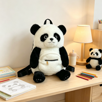 Sac à dos en peluche panda mignon en gros, sac à dos en fourrure moelleuse avec bretelles réglables, cadeau pour enfants