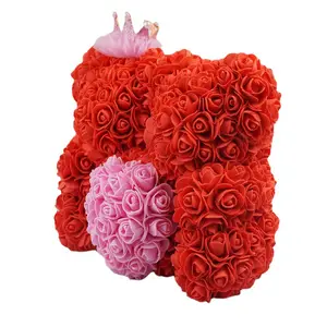 Valentines beruang Teddy mawar bunga ganda, 25cm dengan kotak hadiah