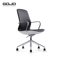 Silla Ejecutiva Moderna de Cuero PU Reclinable y Giratoria con Base de Aluminio y Espuma Moldeada, Silla de Oficina de Lujo con Respaldo Bajo
