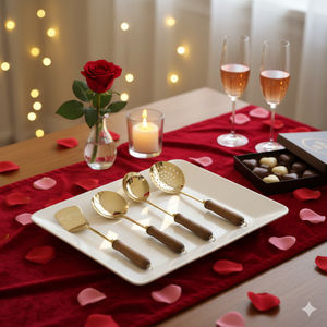 Ensemble de couverts écologiques en or avec finition en laiton poli, style classique, passe au lave-vaisselle, pour une utilisation sur une table en bois rustique - Product Image 2