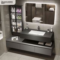 Meuble-lavabo fonctionnel en quartz pour salle de bain en pierre artificielle Meuble-lavabo pour salle de bain
