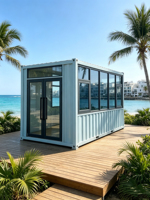 Maison préfabriquée de luxe en conteneurs ondulés, bâtiment modulaire préfabriqué pour bureau, café et magasin de détail