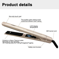 Lisseur de cheveux électrique LinkBeauty LCD à arrêt automatique après 1 heure, avec plaques en titane, pour usage domestique, en camping-car et en hôtel, utilisation en extérieur