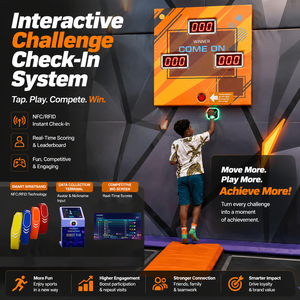 Système interactif de suivi des défis avec détection par bracelet RFID, enregistrement et classement en temps réel pour aires de jeux intérieures - Product Image 1