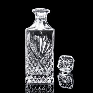 Carafe à whisky en verre <span class=keywords><strong>sans</strong></span> plomb, bouteille à liqueur, verre géométrique gaufré pour la décoration de bar à domicile, cadeau - Product Image 1