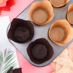 Tulip Baking Cupcake Liner <span class=keywords><strong>Tazas</strong></span> de papel Muffin Liners Envolturas de pergamino Liners a prueba de grasa Cupcake Liners Tulip Set para fiesta de postres - Product Image 1
