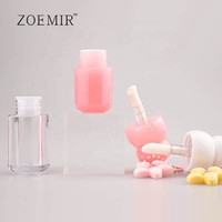 Mini tube de brillant à lèvres rechargeable de 3 ml en forme de gourde avec porte-clés et breloque, tube de rouge à lèvres liquide transparent rose gelée pour filles
