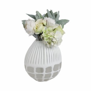 Vaso rotondo in vetro con texture a coste, decorazione moderna per soggiorno, camera da letto, ufficio - Product Image 2