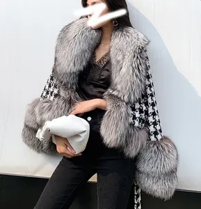 Sang Trọng Đường Phố Phong Cách Người Nổi Tiếng Len Coat Với Real Fox Màu Đỏ Lông Hàn Quốc Phong Cách Làm Dày Phụ Nữ Áo Khoác Len Mùa Đông