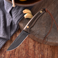 Couteau MSG51R Petty Gravé, Lames Forgées Noires, Couteau à Servir pour Agneau Bouilli Mongol, Manche en Bois Monzo, Couteau Utilitaire Portable