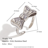 Offre Spéciale 18K Plaqué Or En Acier Inoxydable Bijoux De Fiançailles Micro Insert Zircon Arc Chevalière Anneau De Mode Bijoux Anneaux pour Femmes
