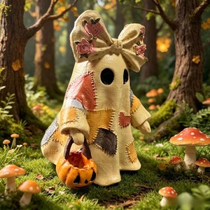 Décoration d'Halloween en patchwork, best-seller, sculpture d'Halloween en patchwork faite à la main et peinte à la main - Product Image 4