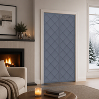 Rideau de porte en coton isolant thermique à aimants, coupe-vent matelassé à motif losanges, épais pour l'hiver, chambre et salon