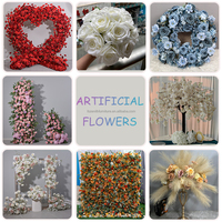 Coureur de fleurs artificielles bleu royal au prix de gros pour la décoration d'arc, fleurs jaunes et bleues, fleurs artificielles