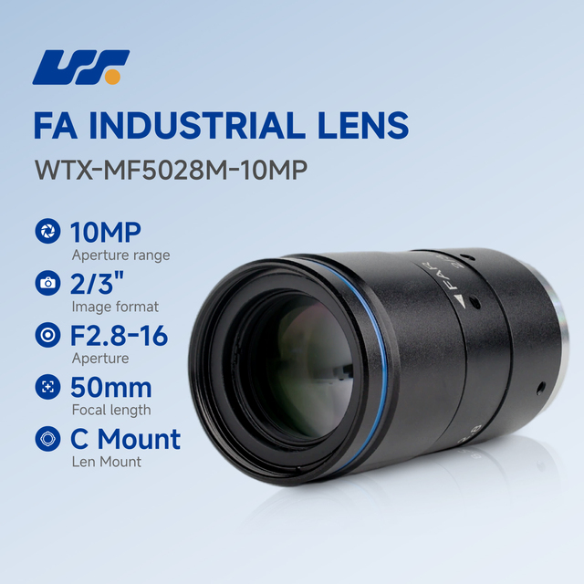 WTX Professional Machine Vision 2/3" F2.8-16 10MP 50mm C-Mount Fixed Focus FA Lens for Industrial Camera