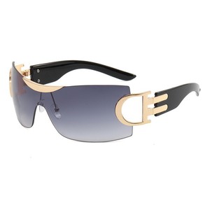 Xsy Frameless Sports <b>Sunglasses</b> Pc Lens Uv400 Protection Futuristic Design Gold Frame Pink <b>Gradient</b> Sport Eyewear - Product Image 2