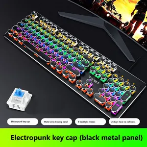 सच यांत्रिक कीबोर्ड सियान अक्ष रेट्रो पंक आरजीबी चमकदार ई-खेल गेमिंग 104 दौर कुंजी बटन गेमिंग कंप्यूटर कीबोर्ड
