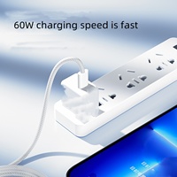 Câble USB-C vers USB-C 1m 2m à charge rapide 60W PD, câble en nylon Type-C pour téléphones 18 Pro Max 15 16 17