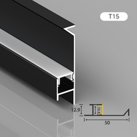 Profilé LED encastré T15 en aluminium, canal d'extrusion pour marches extérieures avec diffuseur pour éclairage moderne de chemins et d'escaliers