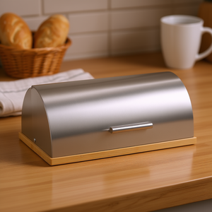 กล่องใส่ขนมปังไม้ไผ่สแตนเลส 39.5x28x16 ซม. สีเงินธรรมชาติ - Product Image 3