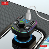 Cargador de Coche Earldom con Doble USB, Carga Rápida, 7 Colores, Manos Libres y Transmisor FM, Kit de Audio Compatible con Formatos MP3 y APE