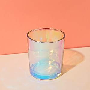 Frascos de vela de cristal Lucency chapados en siete colores de 430ml con venta de Libs a granel tapa colorida deslumbrante se puede personalizar agregar logotipo - Product Image 1
