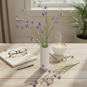 Flores Artificiales, <span class=keywords><strong>Campanula</strong></span> de Seda Morada, Flor de Campanilla, Plantas Artificiales para Exteriores, Flor de Plástico Artificial para Decoración del Hogar y la Oficina - Product Image 1
