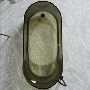 <span class=keywords><strong>Ambra</strong></span> colore poliestere trasparente vasca da bagno in resina pura colata ammollo vasca da bagno in resina trasparente trasparente trasparente vasca da bagno solida superficie trasparente - Product Image 4