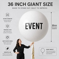 Balon lateks raksasa 90cm yang dapat terurai secara hayati, tebal, alami, ekstra besar, dengan logo merek yang dicetak khusus.