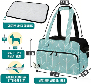 Одобренная авиакомпаниями портативная прочная дышащая мягкая полиэстеровая сумка-переноска для животных с застежкой-молнией и подкладкой из шерпы, до 5,4 кг - Product Image 2