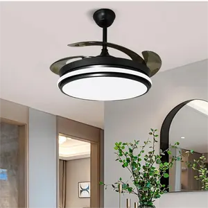 Modern akıllı frekans dönüşüm oturma odası restoran fan ışık dilsiz yatak LED görünmez fan lambaları
