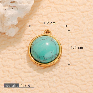 Pendentifs vintage en acier inoxydable 316L plaqué or 14k 18k, non ternissables, avec breloques turquoise pour la fabrication de colliers, bracelets et bijoux - Product Image 5