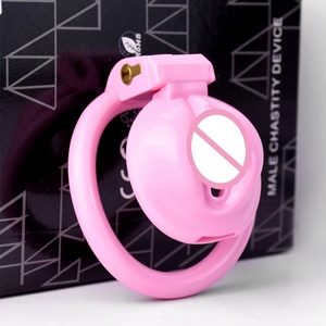 FRRK Pink Hard Plastic Chastity Cage Small Cock Device Pussy Shape Design Male Penis Lock Cock Rings Sex <b>Toys</b> <b>for</b> <b>Man</b> - Product Image 6
