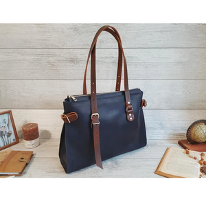Handmade Leather Shoulder <b>Bag</b> for Women Large <b>Tote</b> <b>Teacher</b> Laptop <b>Bag</b> with Zipper Personalized Handbag Gift for Her - Product Image 2
