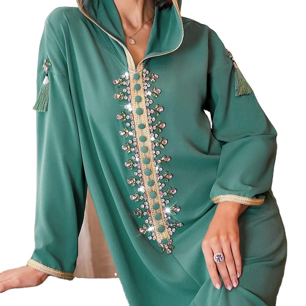 Sh0120 abaya bán buôn quần áo hồi giáo Thổ Nhĩ Kỳ rắn hồi giáo Dài Mặc Áo trùm đầu phụ nữ djellaba Dubai phong cách áo choàng Femme