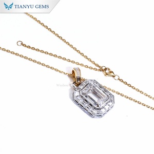 Tianyu Gems 10*14mm 10ct D VVS1 corte esmeralda D VVS1 Diamante de moissanita 18K oro sólido amarillo y blanco joyería colgante collar - Product Image 4