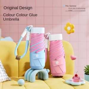 Paraguas Plegable 50% con Diseño Creativo de Cordón, Colores en Contraste, Adhesivo Plano, Protección Solar, Mini, de Bolsillo, Doble Uso, para Mujer - Product Image 2