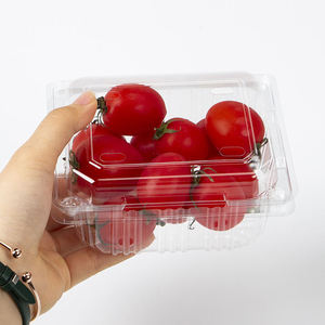 Customized clear and transparent food container PET disposable plastic clamshell vegetable fruit packaging box