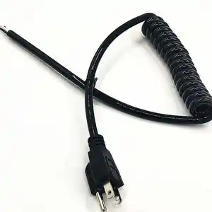 USA American Coiled Spiral C13 Power Cord Nema Plug