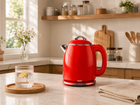 Bouilloire électrique portable en acier inoxydable de style rétro européen 1,5 L 1500 W avec arrêt automatique et contrôle de la température à 360 degrés