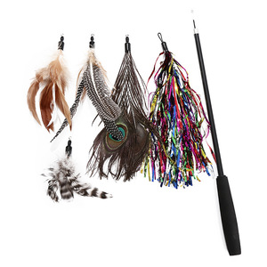Detachable Wire Rod Double-Pole Eco-Friendly Cute Animal Cat Teaser <b>Toy</b> Natural Feather Laser <b>Toy</b> - Product Image 1