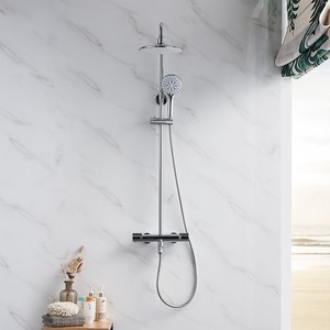 JOMOO CLASSIC Ensemble de douche thermostatique mural chromé Verrouillage de sécurité à 40 degrés 3 sorties Spray de massage contre la pluie Prévenir <span class=keywords><strong>les</strong></span> brûlures - Product Image 2