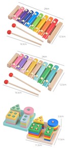 Juguete Educativo Temprano Montessori de Madera, Juego de Actividades Multifunción para Bebés <span class=keywords><strong>y</strong></span> Niños Pequeños, Xilófono de Tonos, Torre Arcoíris, Habilidades Motoras Finas - Product Image 5